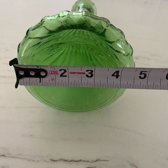 Vintage Green Glass Floral Vase Flared Bottom Home Decor MCM - Picture 9 of 9